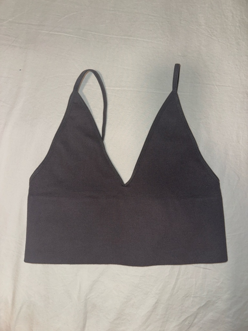 By Together Charcoal Ribbed V-Neck Brami